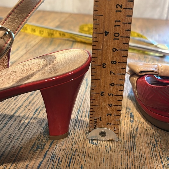 ❤️ WONDERS RED SLINGBACK HEELS WITH BOW - SIZE 38 - 100% LEATHER - Picture 14 of 15